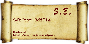 Sátor Béla névjegykártya