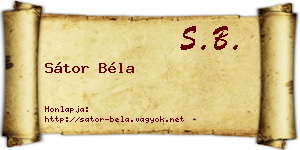 Sátor Béla névjegykártya